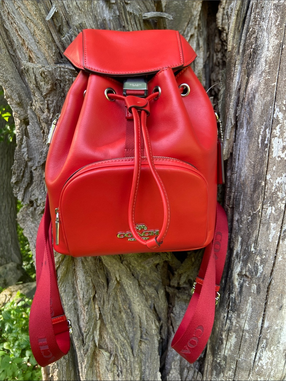 Coach Outlet Pace Backpack CR100 Miami Red Smooth Leather